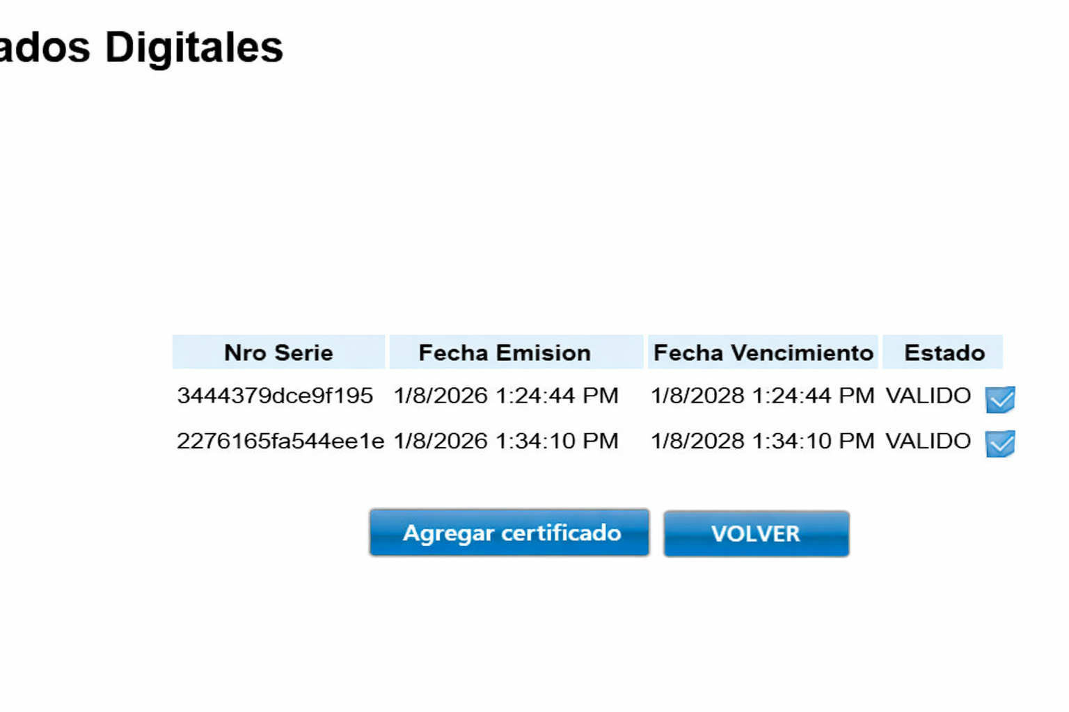 Agregar certificado
